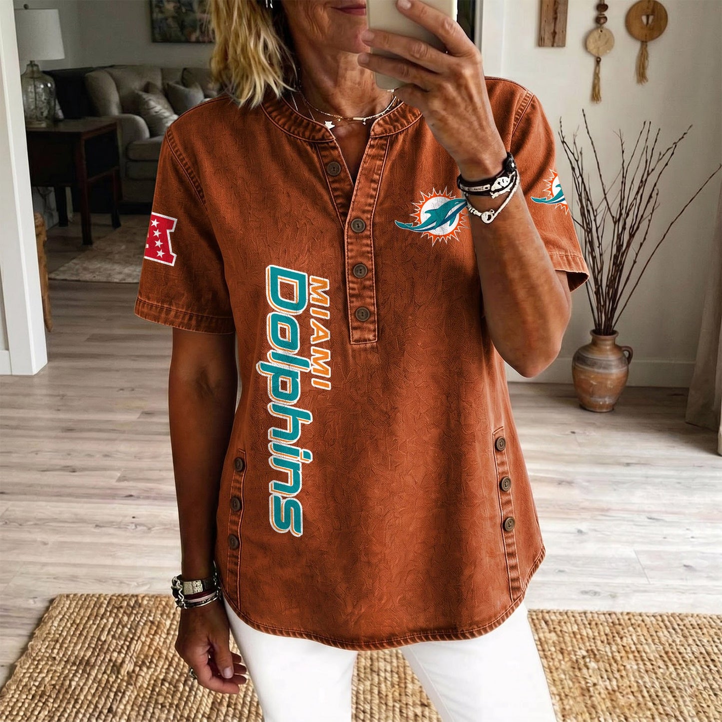 MIA x NFL Women‘s Denim Casual Tops DATND LBN 190526