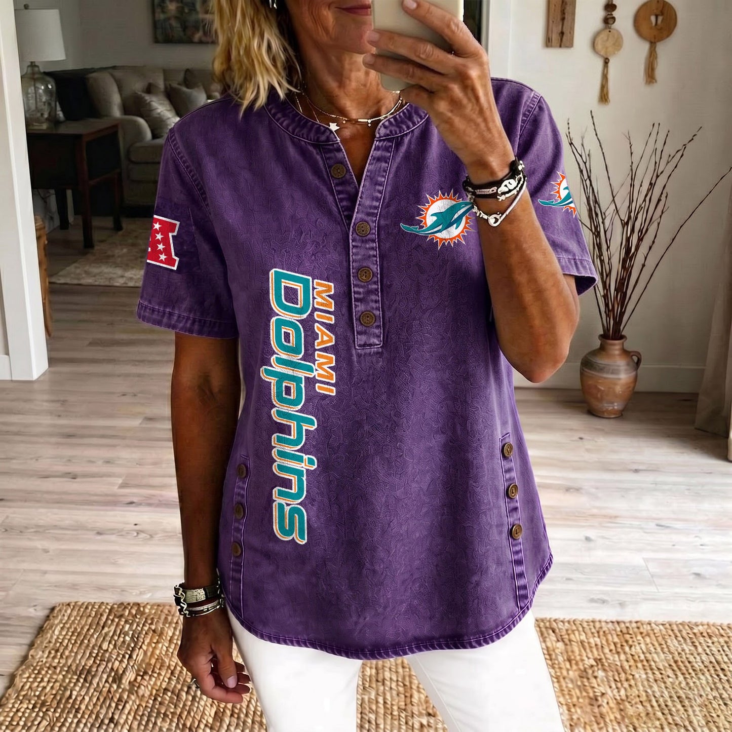 MIA x NFL Women‘s Denim Casual Tops DATND LBN 190526