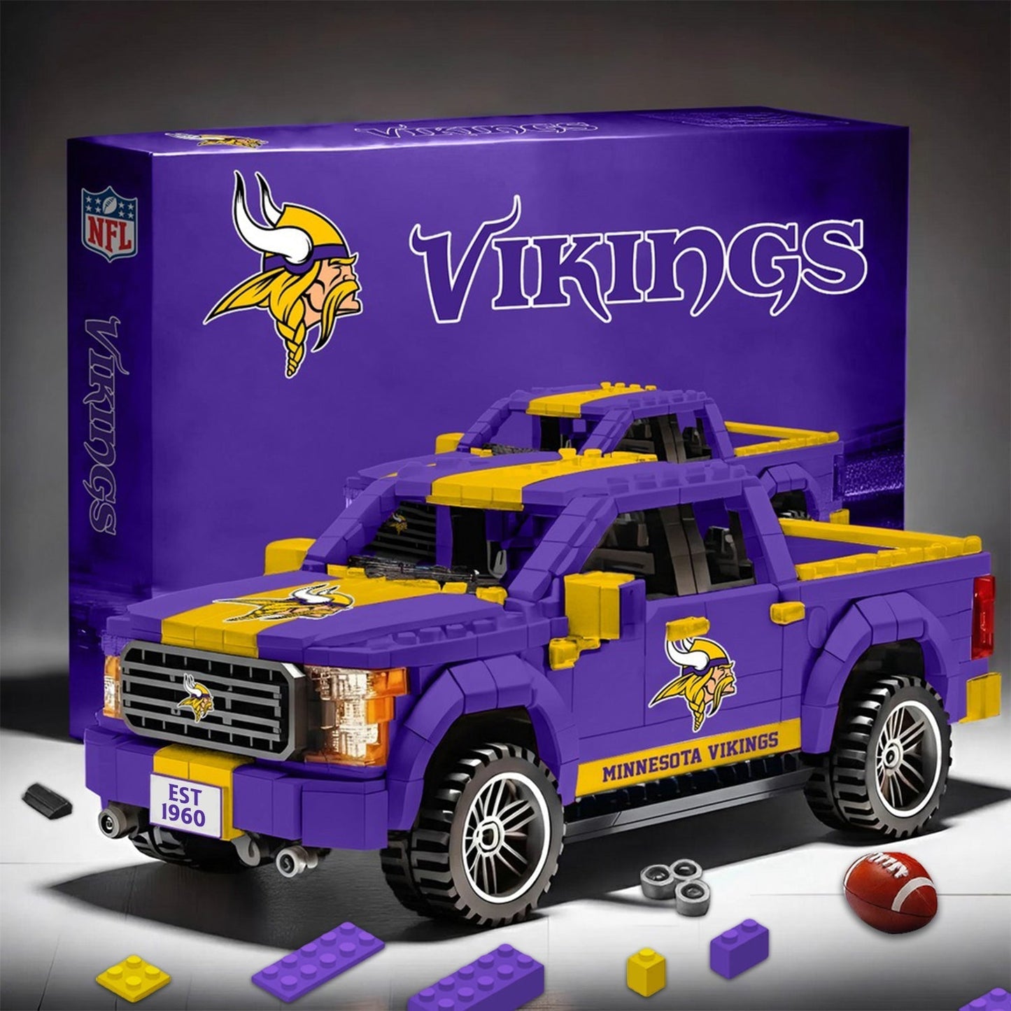 MIN X NFL 3D Racing Truck Model Building Block Set NDT NHM