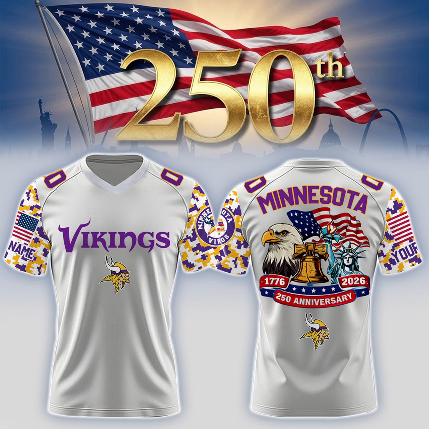 MIN x 250th Years USA Anniversary-V-neck Short Sleeve Jersey DATND TANTD