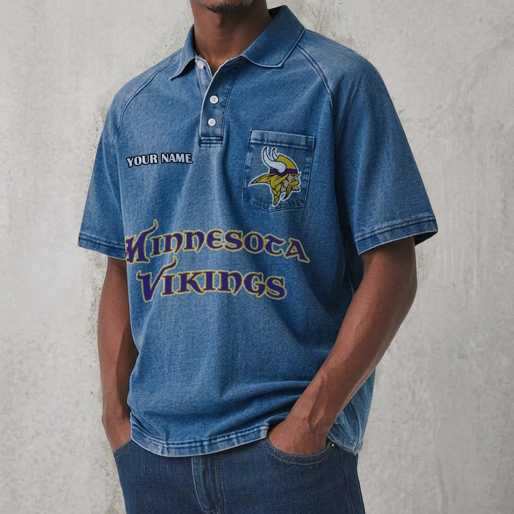 MIN x NFL Men's Distressed Turn-Down Collar Polo DATND TANTD 250526