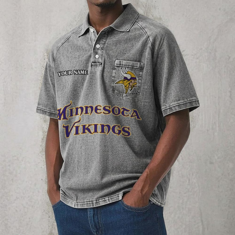 MIN x NFL Men's Distressed Turn-Down Collar Polo DATND TANTD 250526