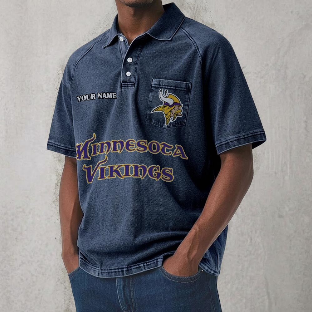 MIN x NFL Men's Distressed Turn-Down Collar Polo DATND TANTD 250526