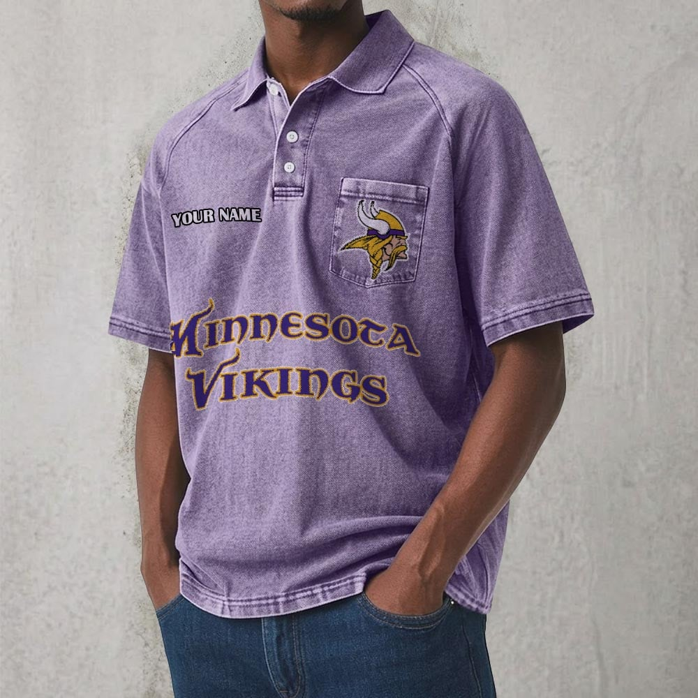 MIN x NFL Men's Distressed Turn-Down Collar Polo DATND TANTD 250526
