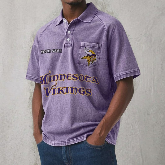 MIN x NFL Men's Distressed Turn-Down Collar Polo DATND TANTD 250526