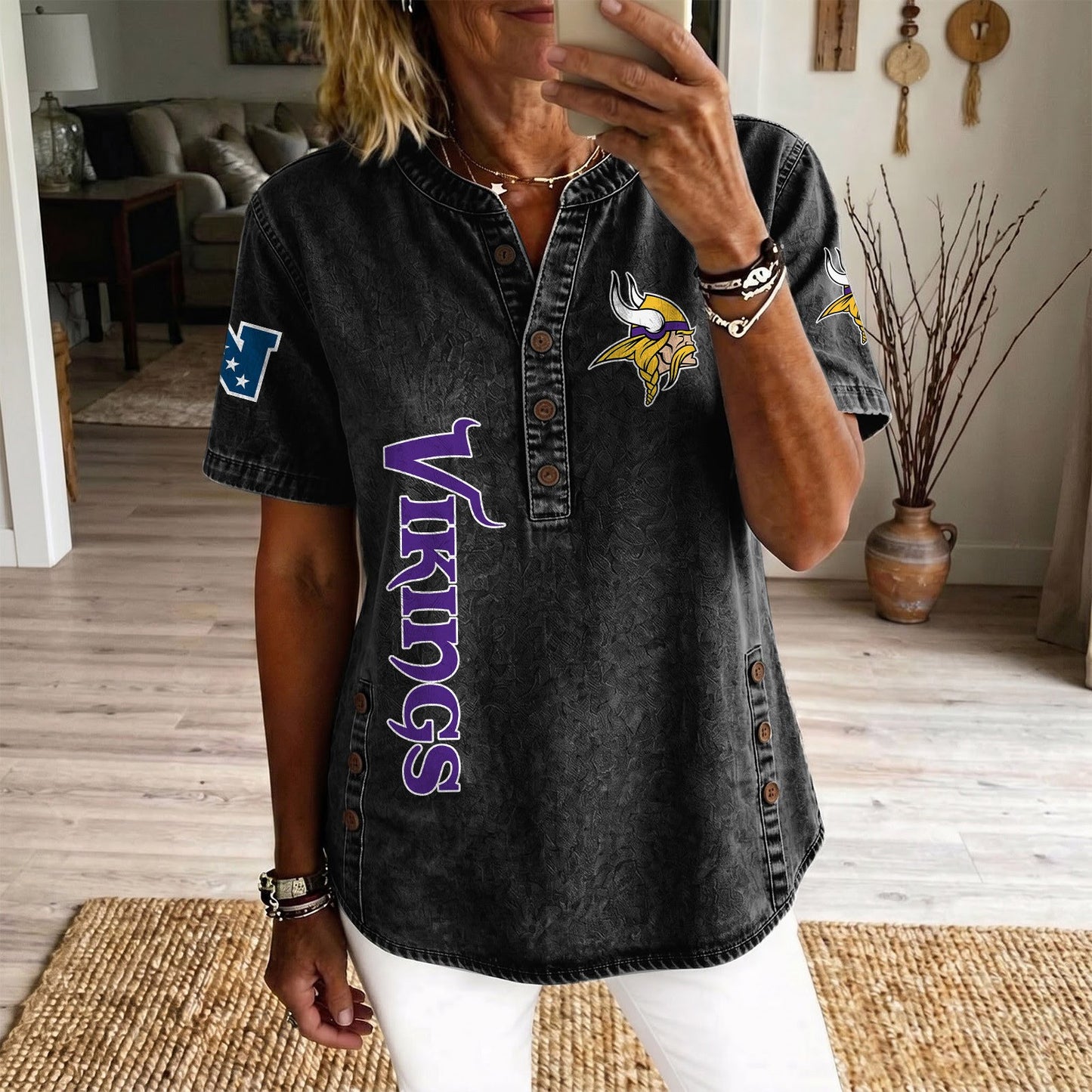 MIN x NFL Women‘s Denim Casual Tops DATND LBN 190526