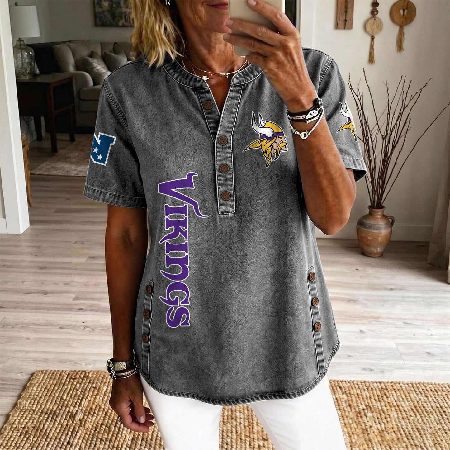 MIN x NFL Women‘s Denim Casual Tops DATND LBN 190526