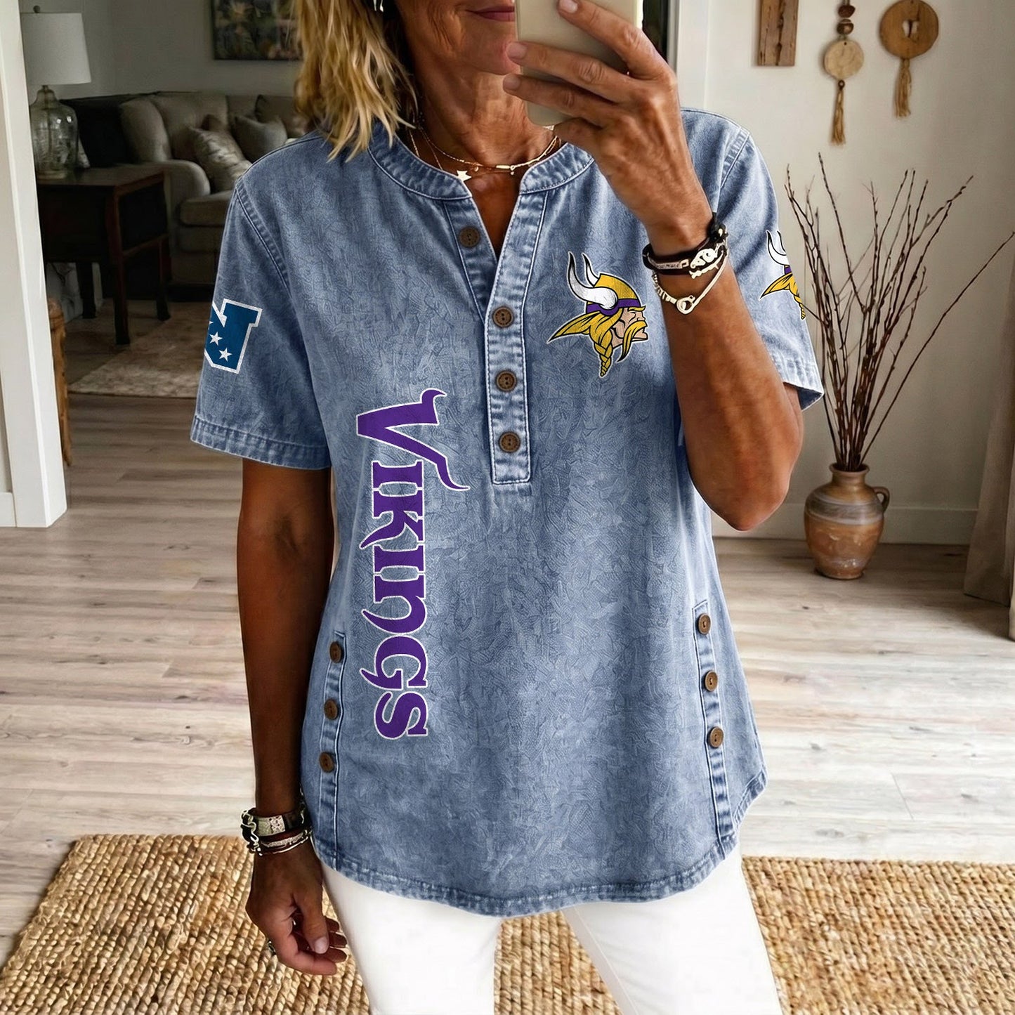 MIN x NFL Women‘s Denim Casual Tops DATND LBN 190526