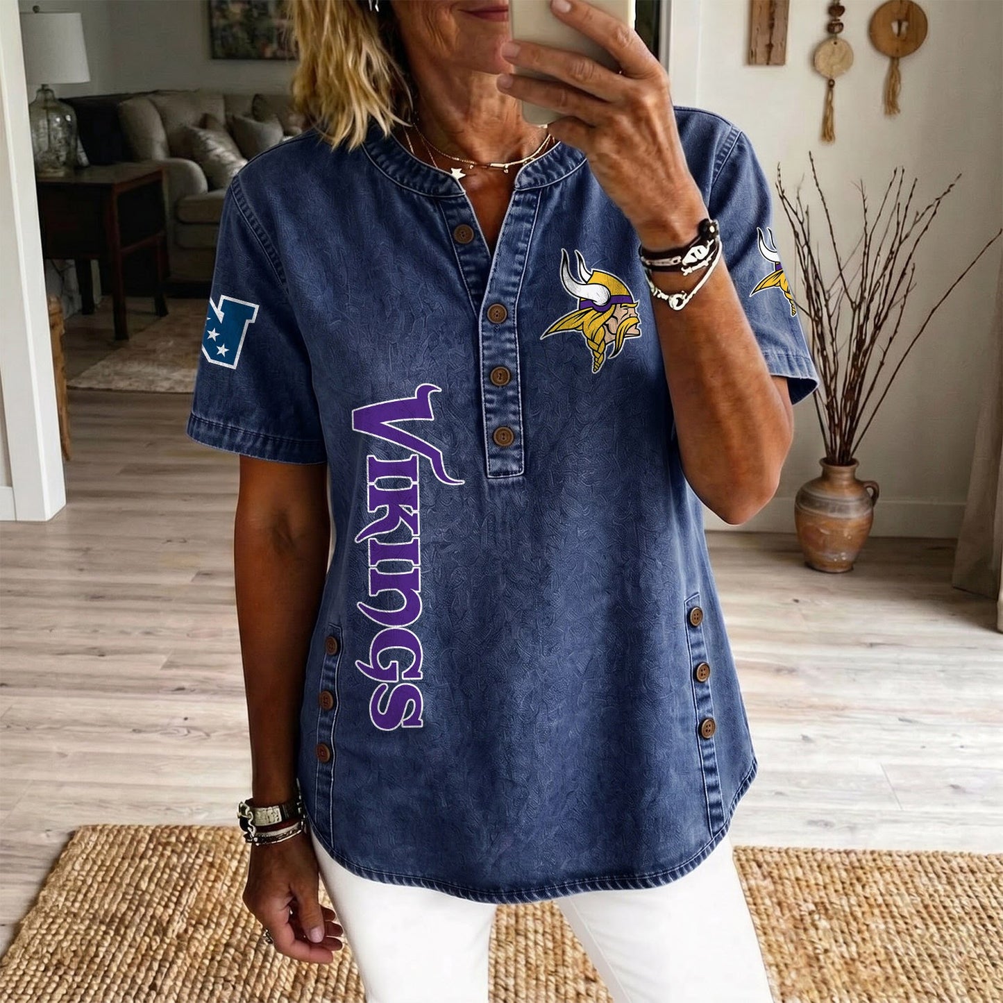 MIN x NFL Women‘s Denim Casual Tops DATND LBN 190526