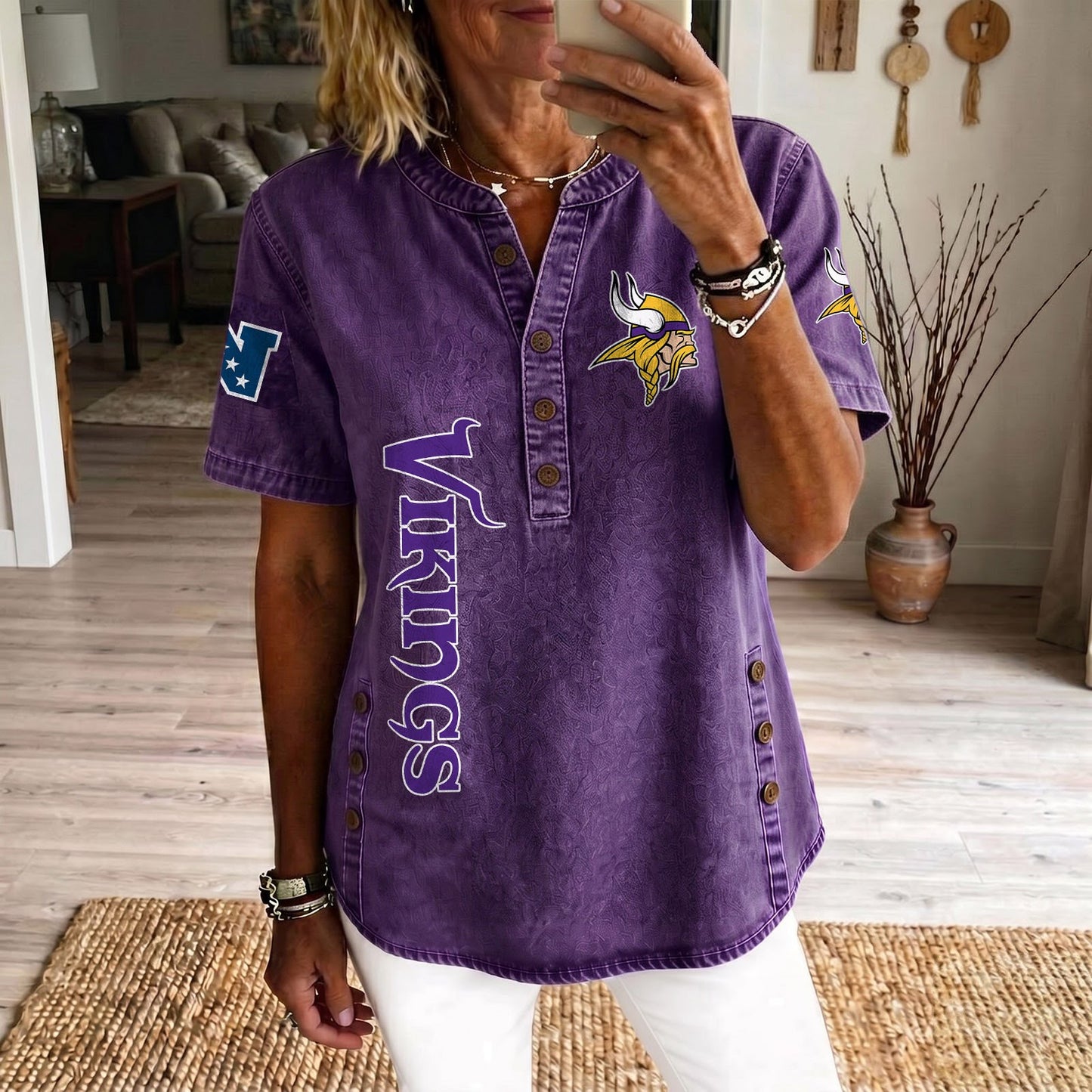 MIN x NFL Women‘s Denim Casual Tops DATND LBN 190526