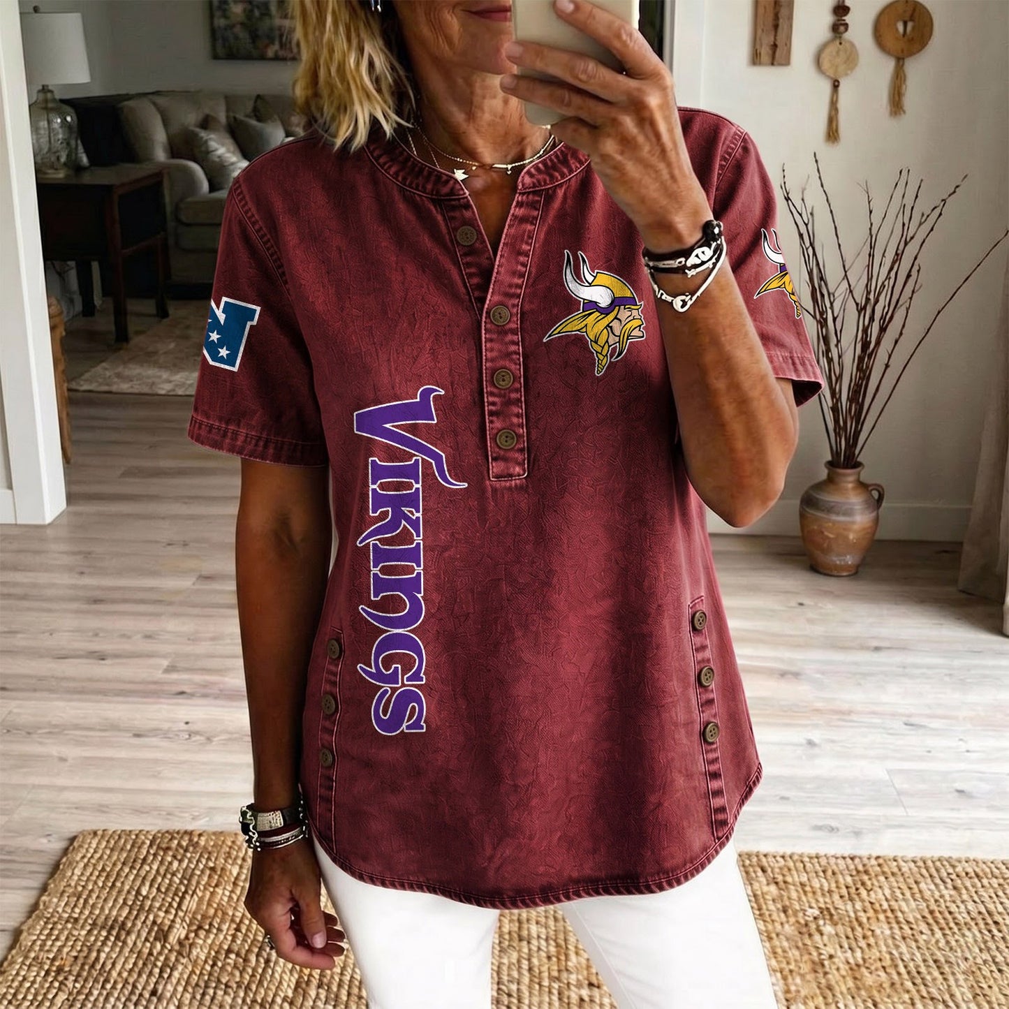 MIN x NFL Women‘s Denim Casual Tops DATND LBN 190526