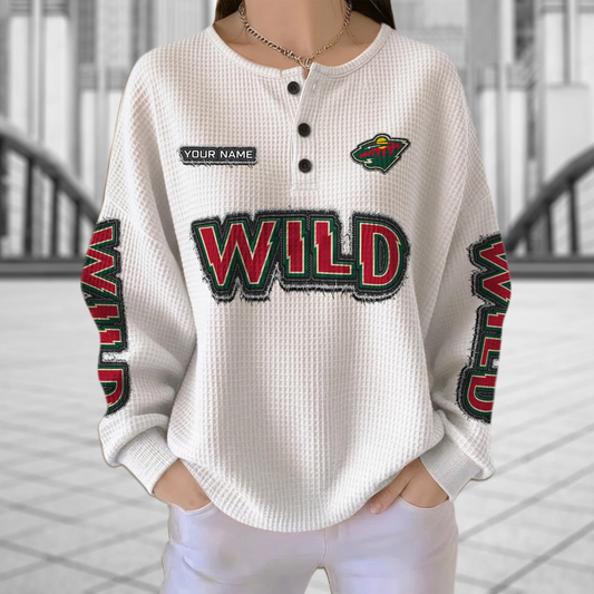 MIN x NHL Personalized Waffle Knit Henley Sweatshirt 2005 DatND DVT