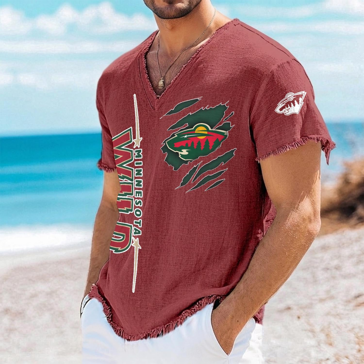 MIN x NHL V-Neck Linen Beach Shirt 1905 DatND DVT