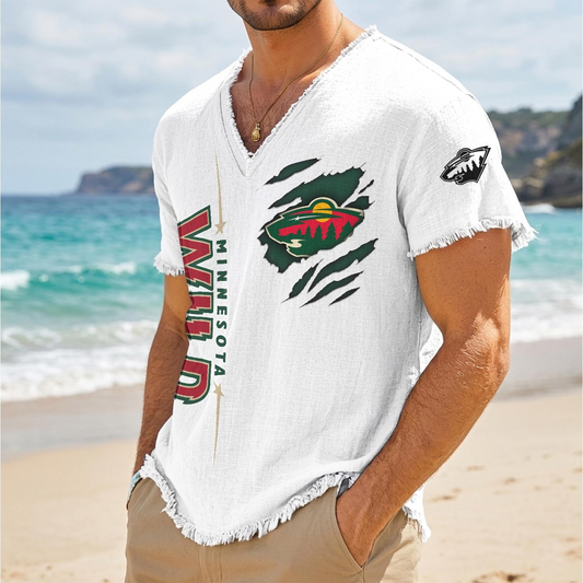 MIN x NHL V-Neck Linen Beach Shirt 1905 DatND DVT