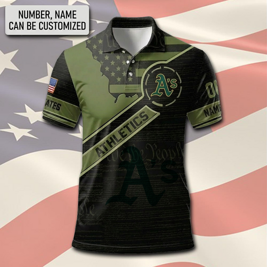 MLB x ATH Army Custom Premium Polo Shirt HLP 310326 LBN