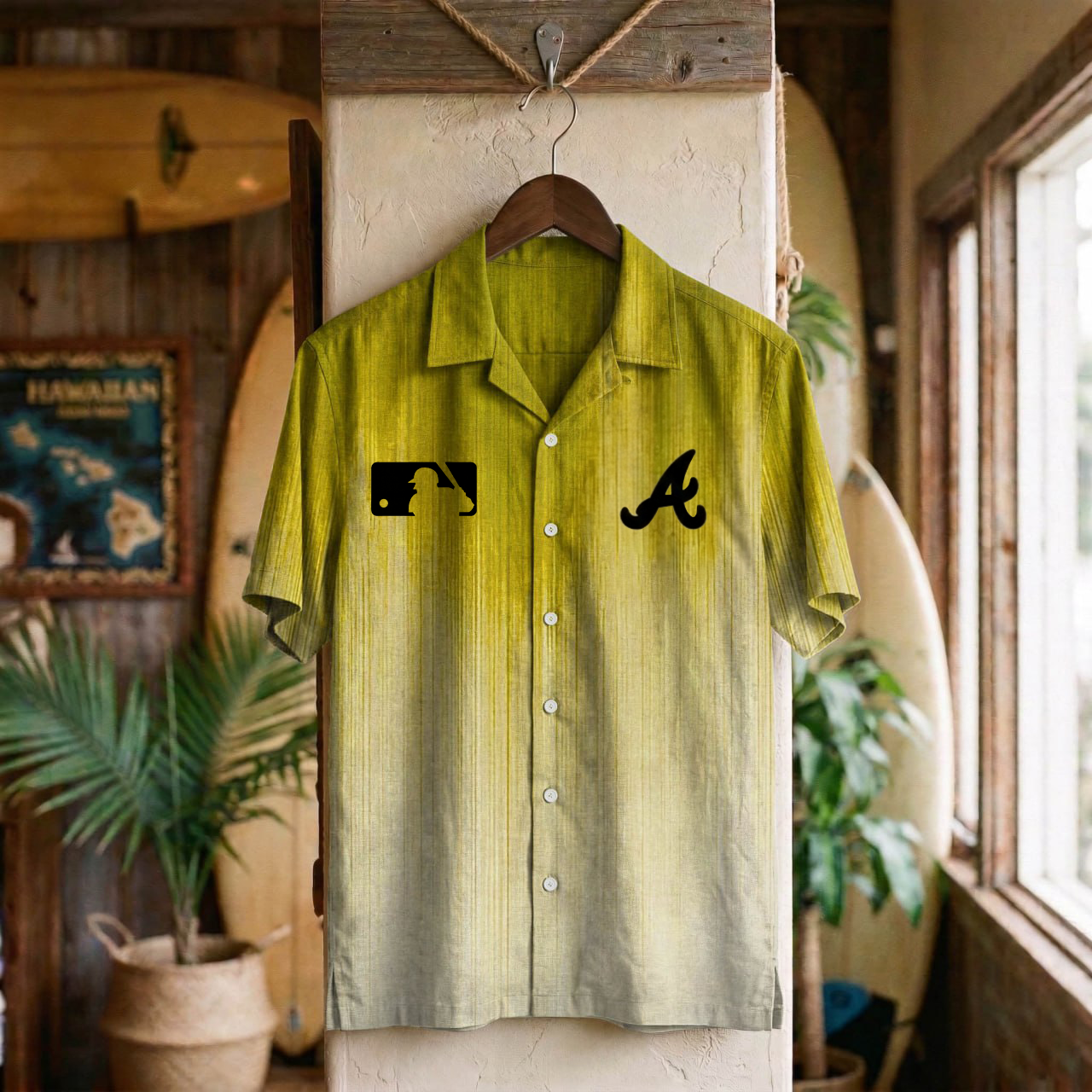 MLB x ATL Ombre Hawaiian Shirt HLP 310326 LBN
