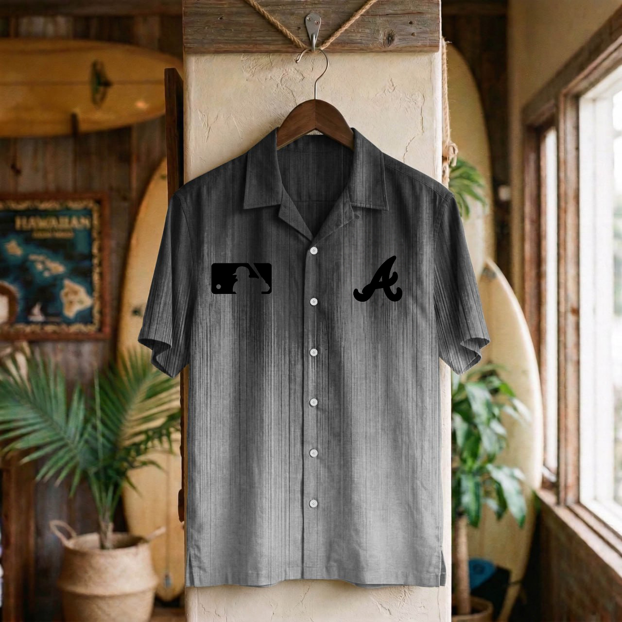 MLB x ATL Ombre Hawaiian Shirt HLP 310326 LBN