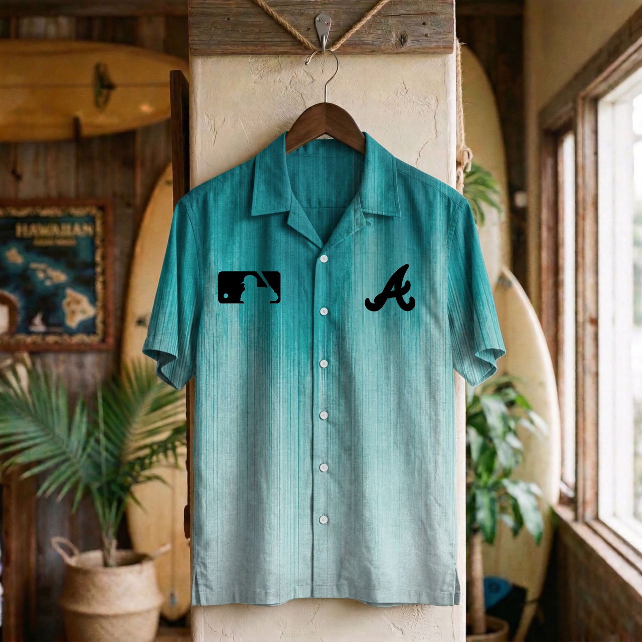 MLB x ATL Ombre Hawaiian Shirt HLP 310326 LBN