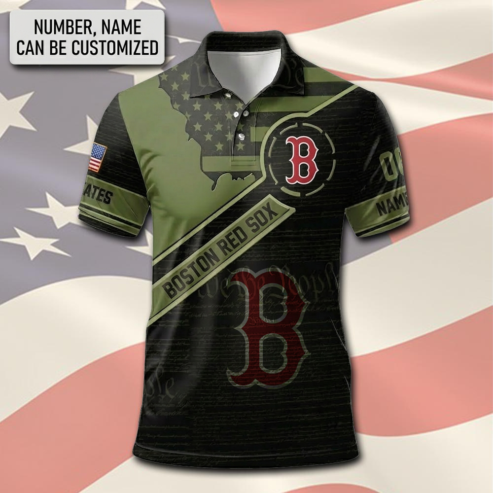MLB x BOS Army Custom Premium Polo Shirt HLP 310326 LBN