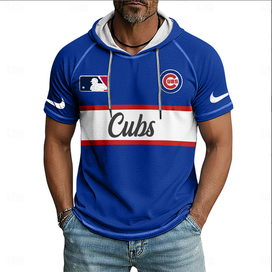 MLB x CHI Baseball Hooded Short Sleeve Shirt HLP 280426 HLPHUONG