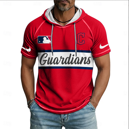 MLB x CLE Baseball Hooded Short Sleeve Shirt HLP 280426 HLPHUONG