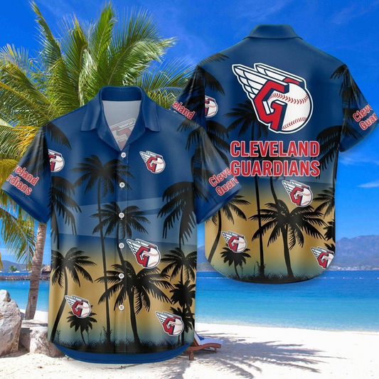 MLB x CLE Coconut Hawaiian Shirt HLP 230426 LBN
