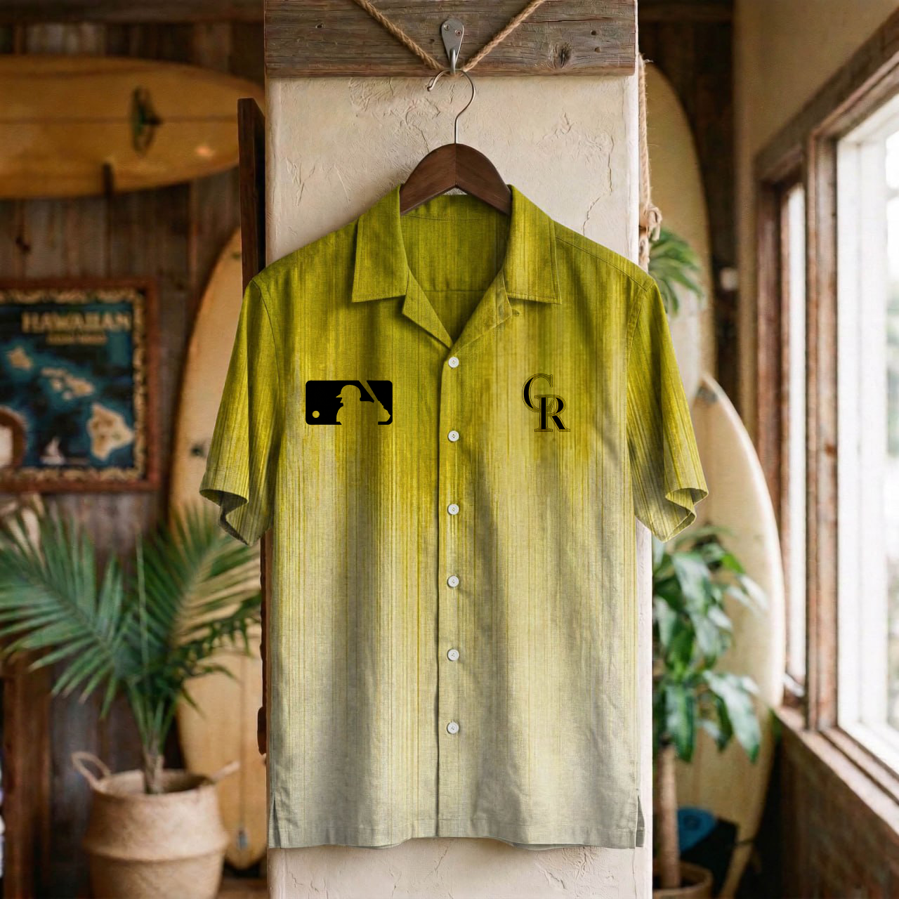 MLB x COL Ombre Hawaiian Shirt HLP 310326 LBN