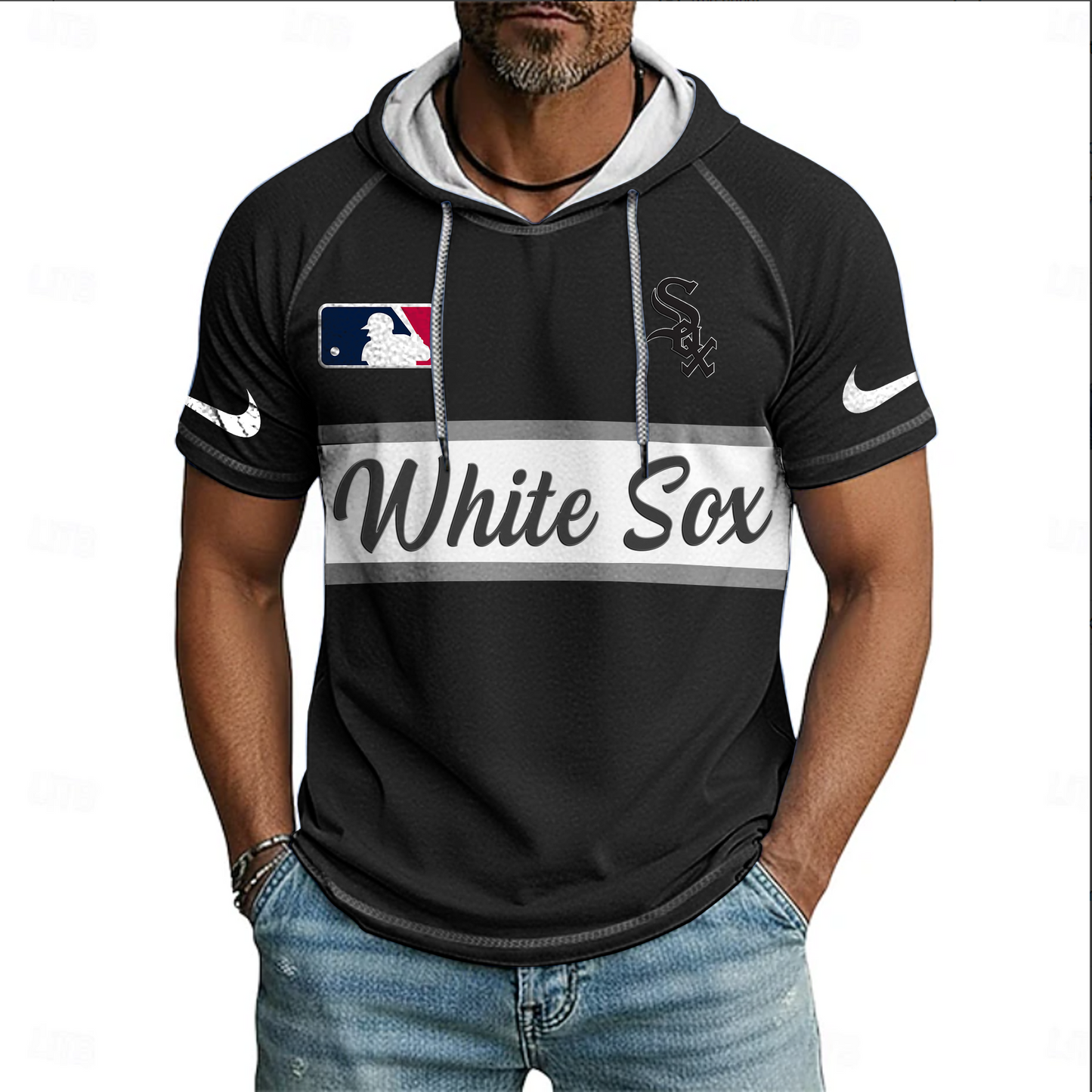MLB x CWS Baseball Hooded Short Sleeve Shirt HLP 280426 HLPHUONG