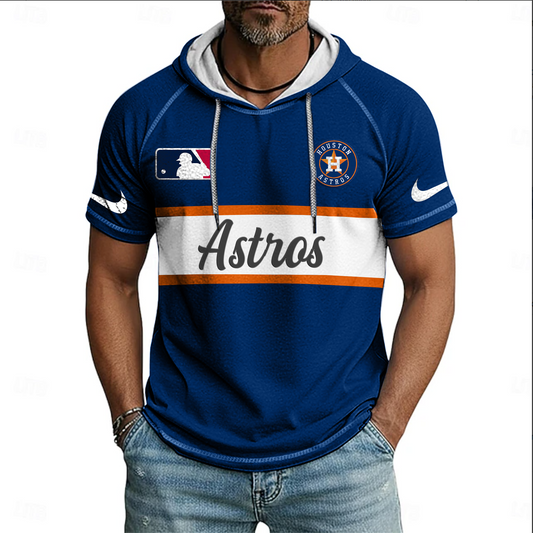 MLB x HOU Baseball Hooded Short Sleeve Shirt HLP 280426 HLPHUONG