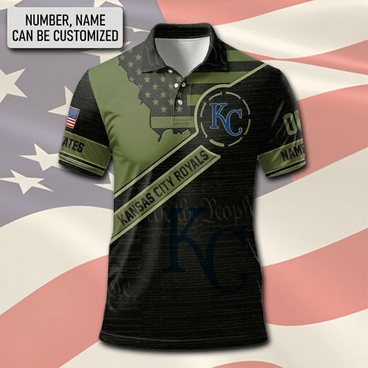 MLB x KC Army Custom Premium Polo Shirt HLP 310326 LBN