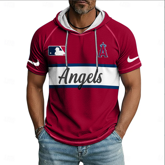 MLB x LAA Baseball Hooded Short Sleeve Shirt HLP 280426 HLPHUONG