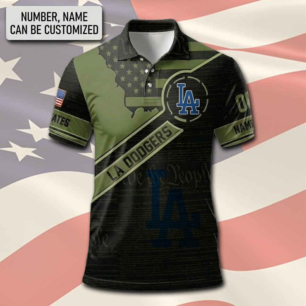 MLB x LAD Army Custom Premium Polo Shirt HLP 310326 LBN