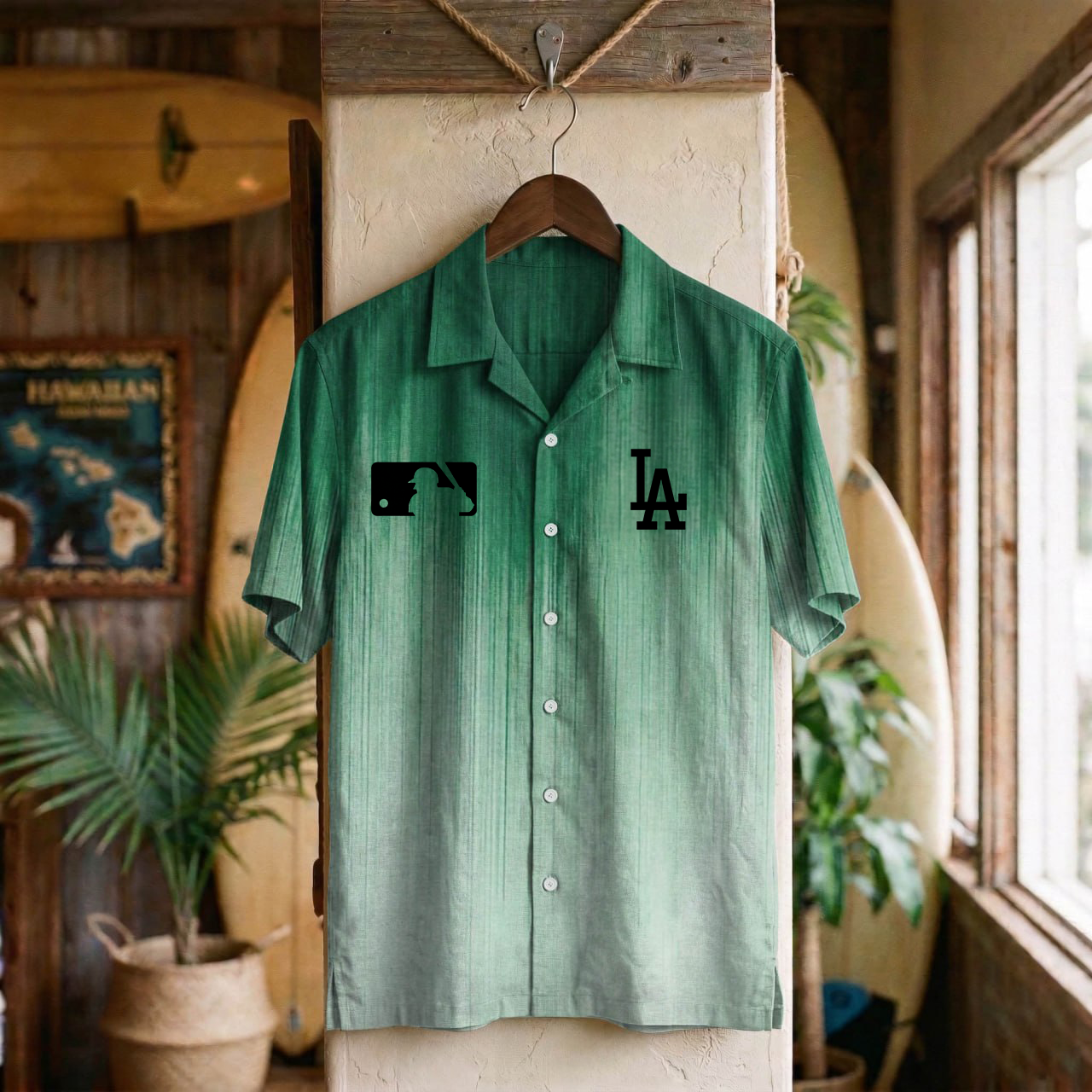 MLB x LAD Ombre Hawaiian Shirt HLP 310326 LBN
