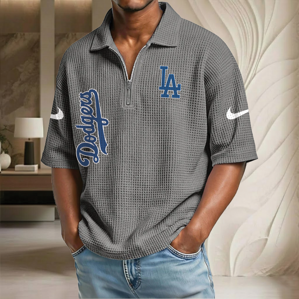 MLB x LAD Waffle Half-Zip Polo Shirt HLP 070326 HLPHUONG