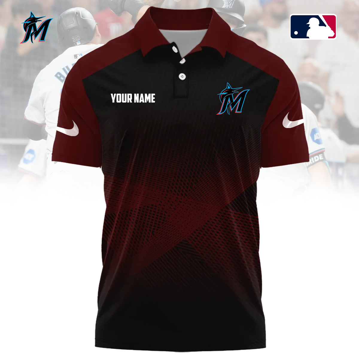 MLB x MIA Custom Name Sport Premium Polo Shirt HLP 30426 HLPHUONG