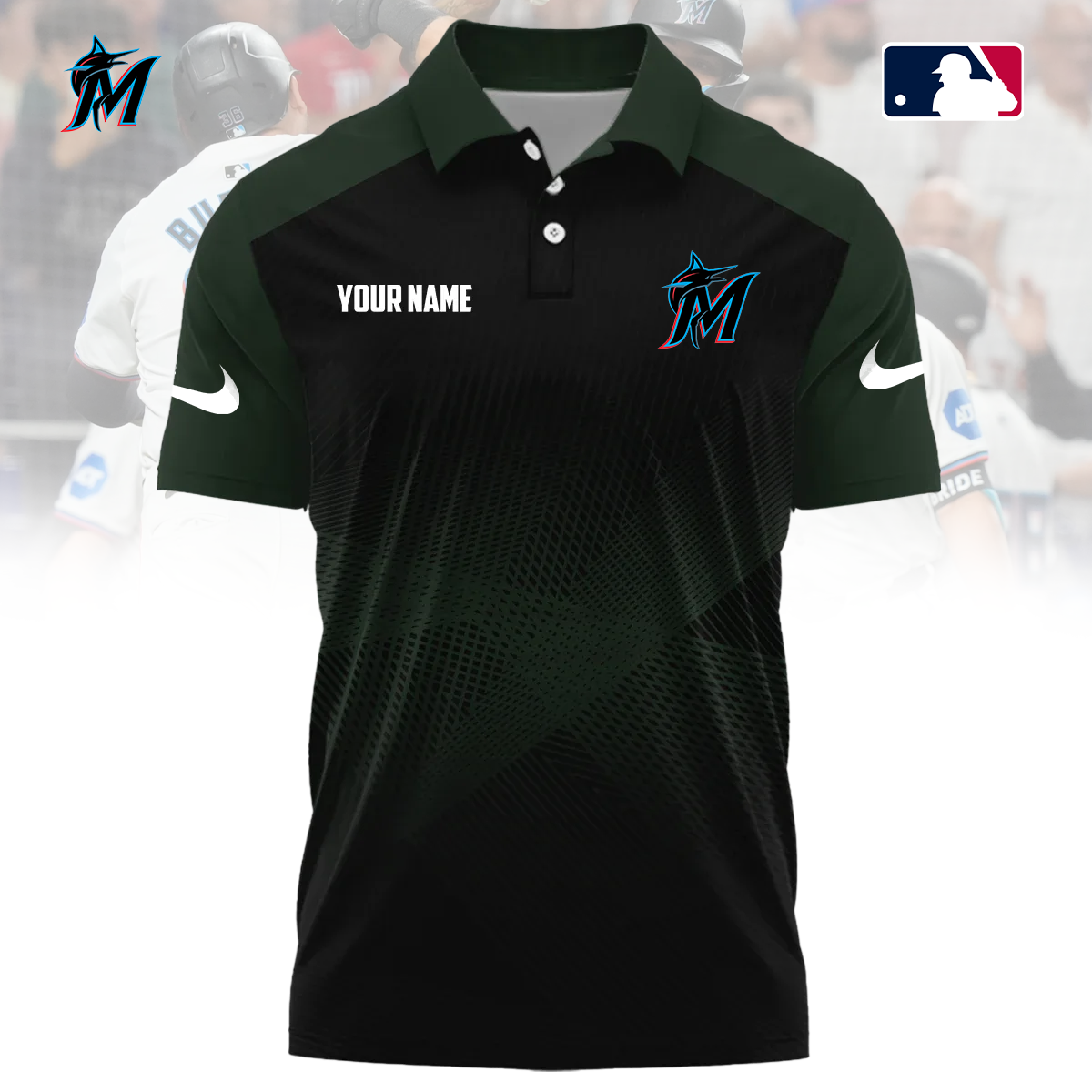 MLB x MIA Custom Name Sport Premium Polo Shirt HLP 30426 HLPHUONG