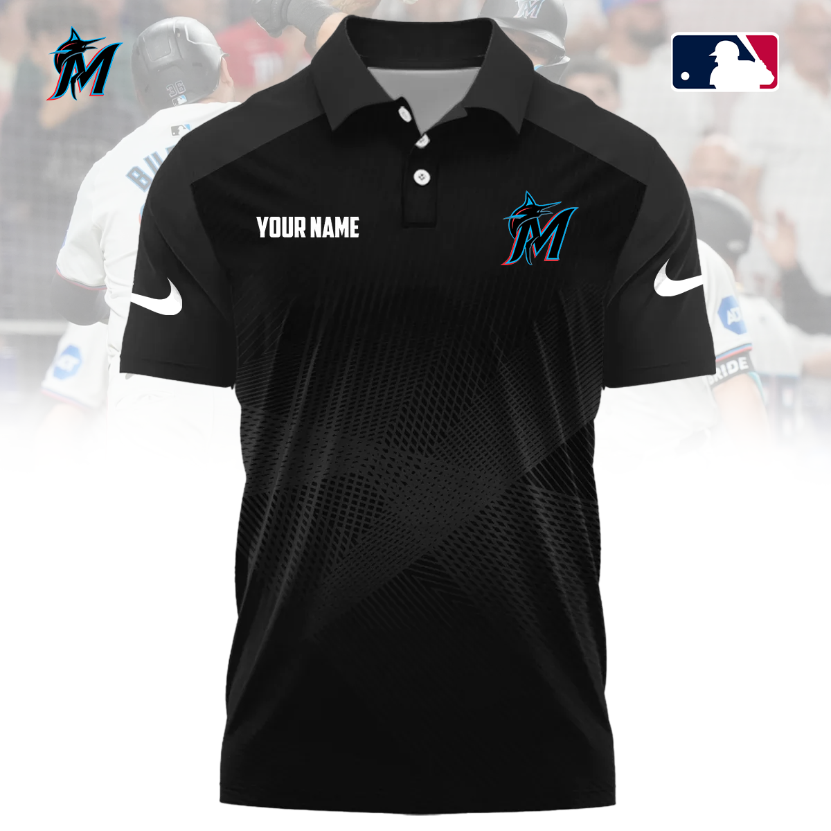 MLB x MIA Custom Name Sport Premium Polo Shirt HLP 30426 HLPHUONG
