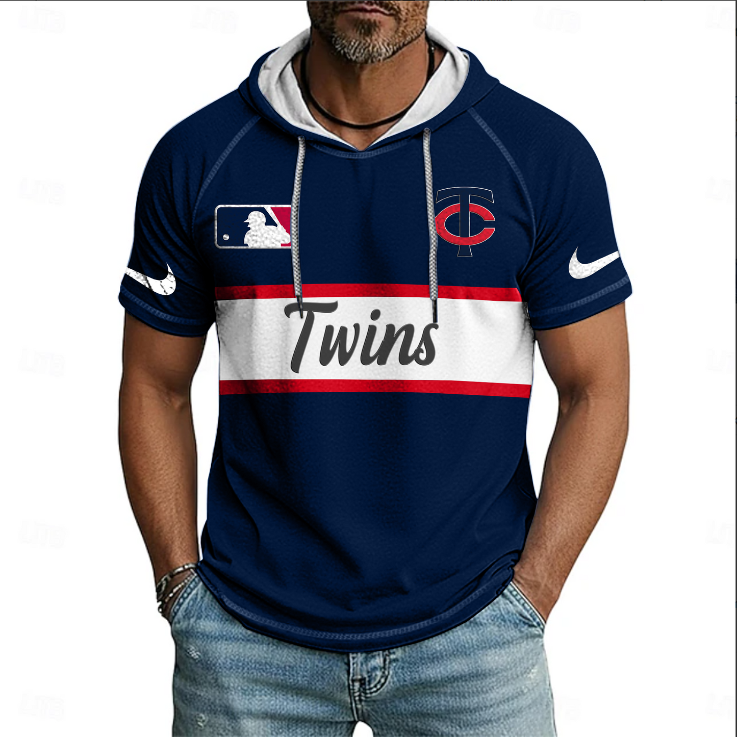 MLB x MIN Baseball Hooded Short Sleeve Shirt HLP 280426 HLPHUONG