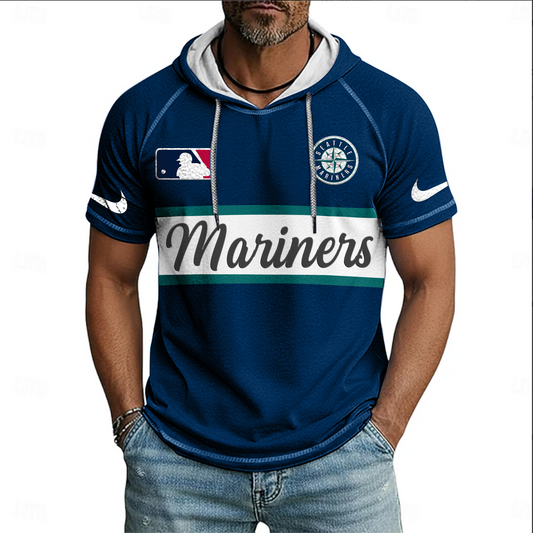 MLB x SEA Baseball Hooded Short Sleeve Shirt HLP 280426 HLPHUONG