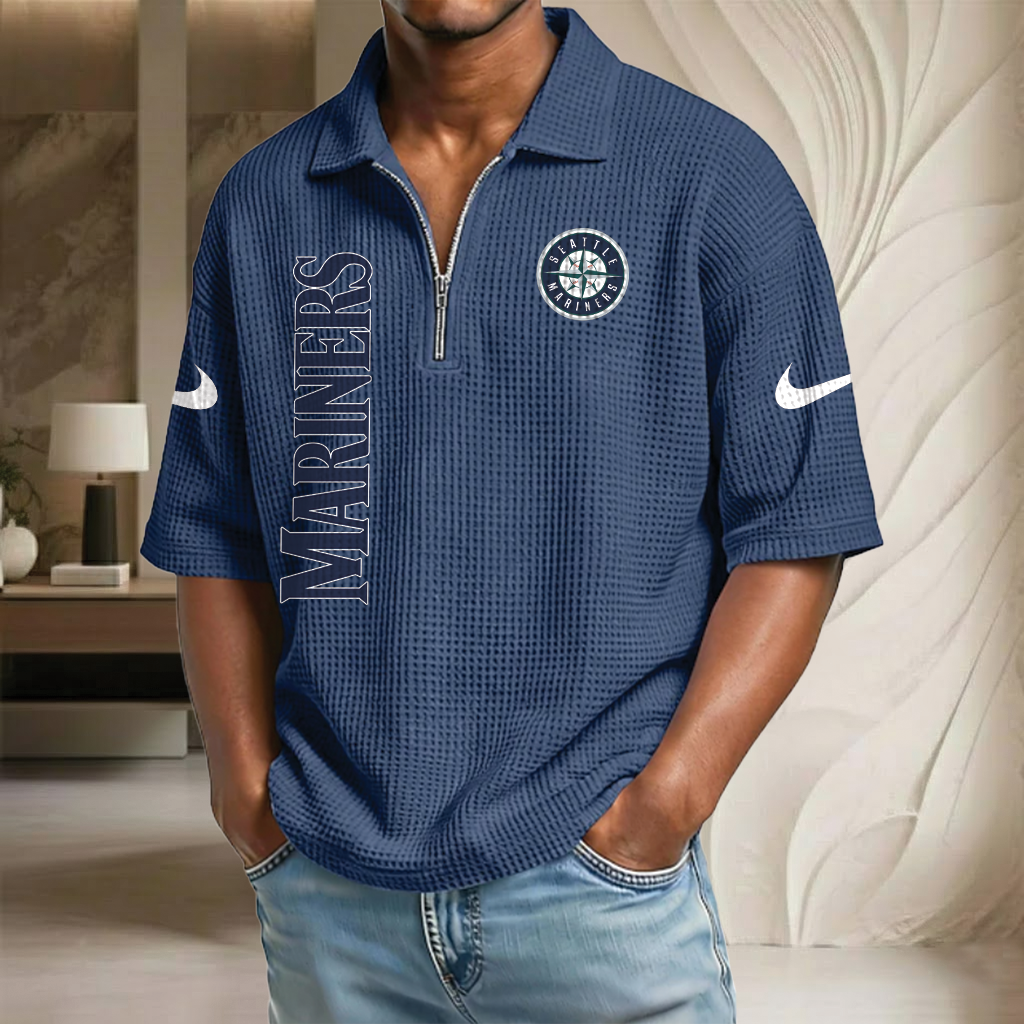 MLB x SM Waffle Half-Zip Polo Shirt HLP 070326 HLPHUONG