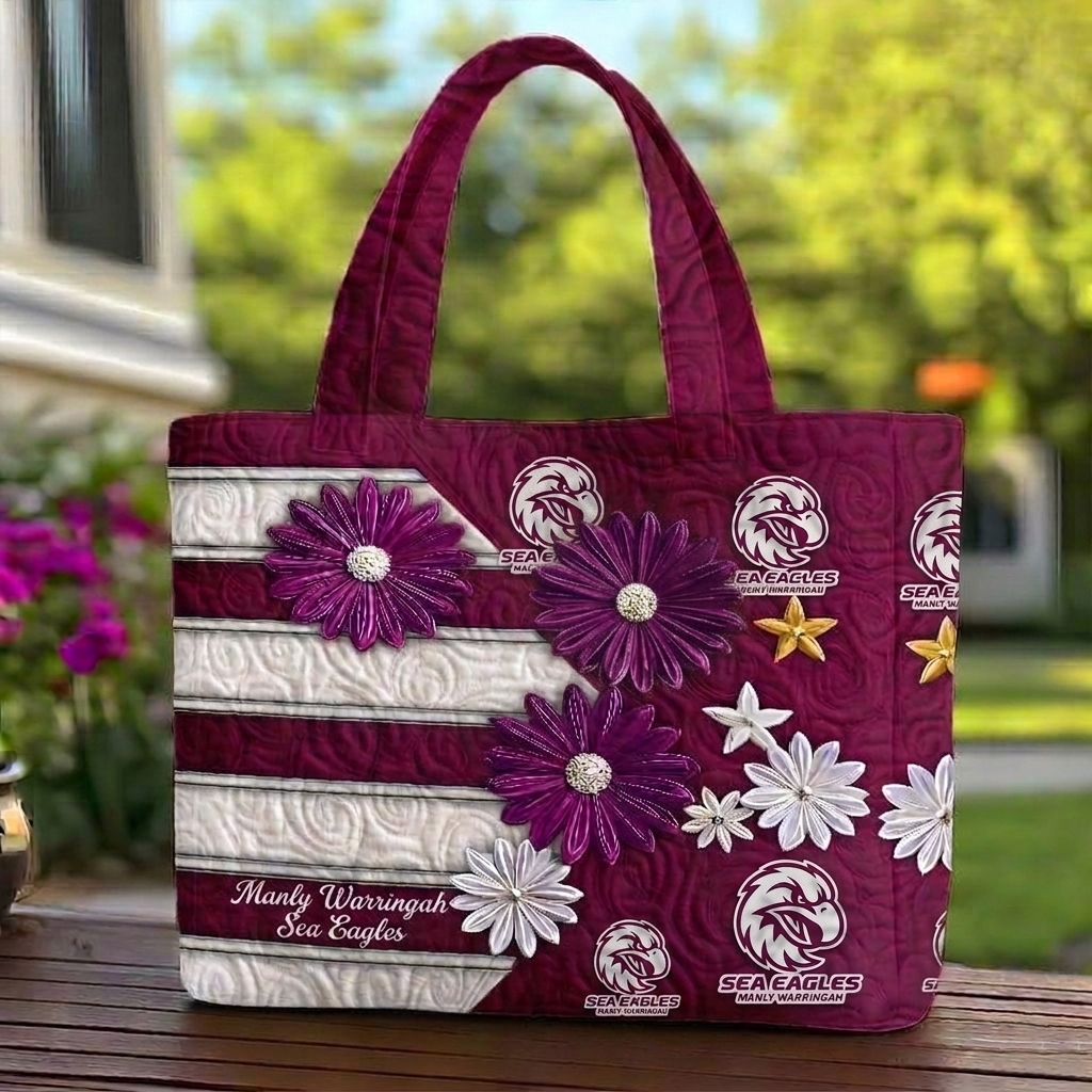 MWS x NRL Flowers Quilted Tote Bag Custom Name Gifts For Fan DDT LBN
