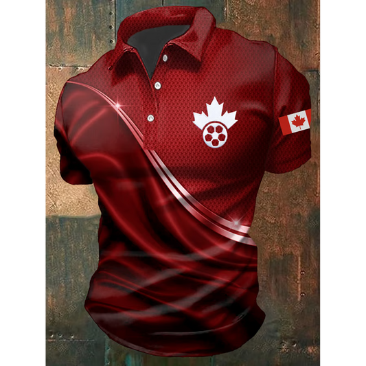 Men's Canada Soccer Print Casual Polo Shirt V1 DATND TANTD 050626