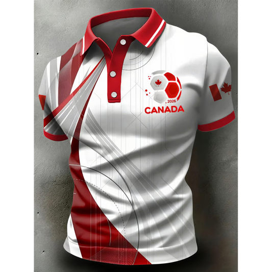 Men's Canada Soccer Print Casual Polo Shirt V2 DATND TANTD 050626