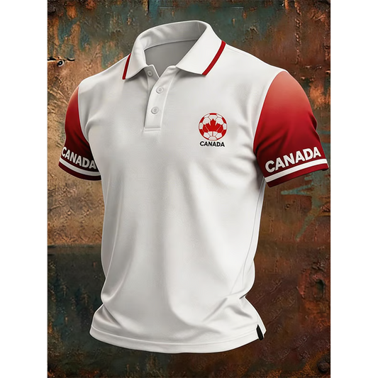 Men's Canada Soccer Print Casual Polo Shirt V7 DATND TANTD 050626