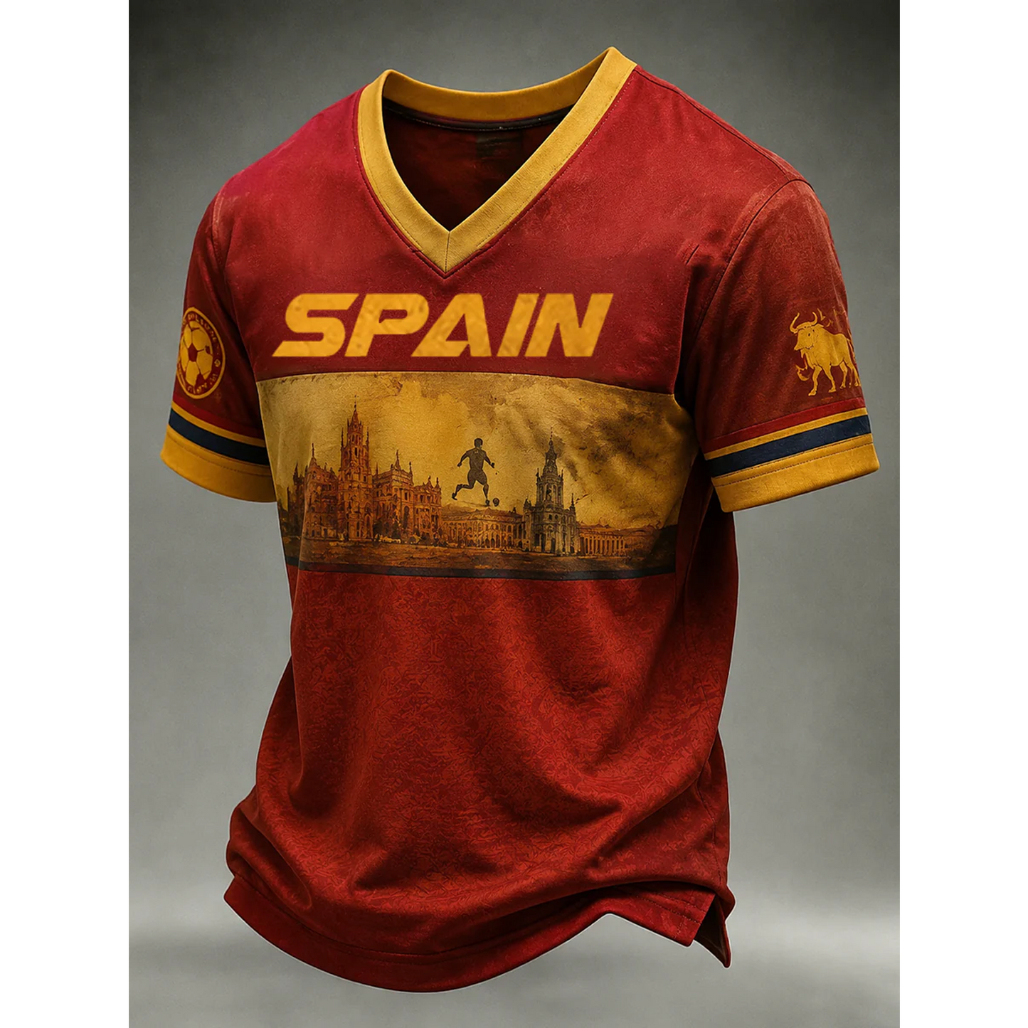 Men's Spanish Football Print Casual Shirt V10 DATND TANTD 050626