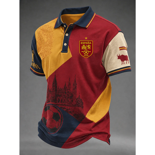 Men's Spanish Football Print Casual Shirt V11 DATND TANTD 050626
