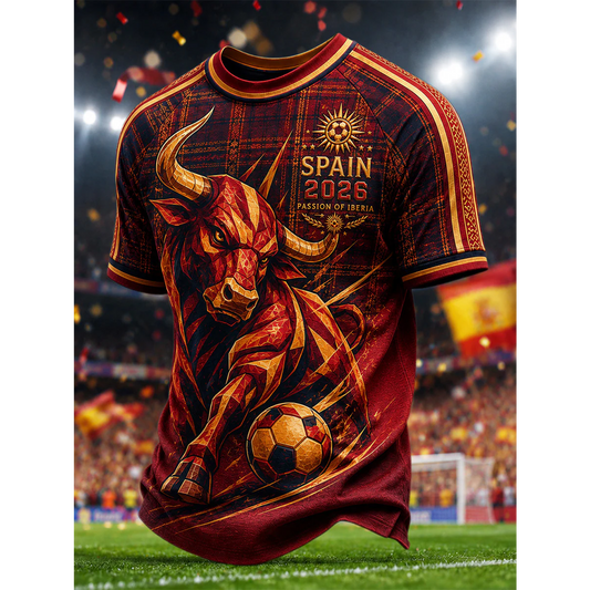 Men's Spanish Football Print Casual Shirt V18 DATND TANTD 050626