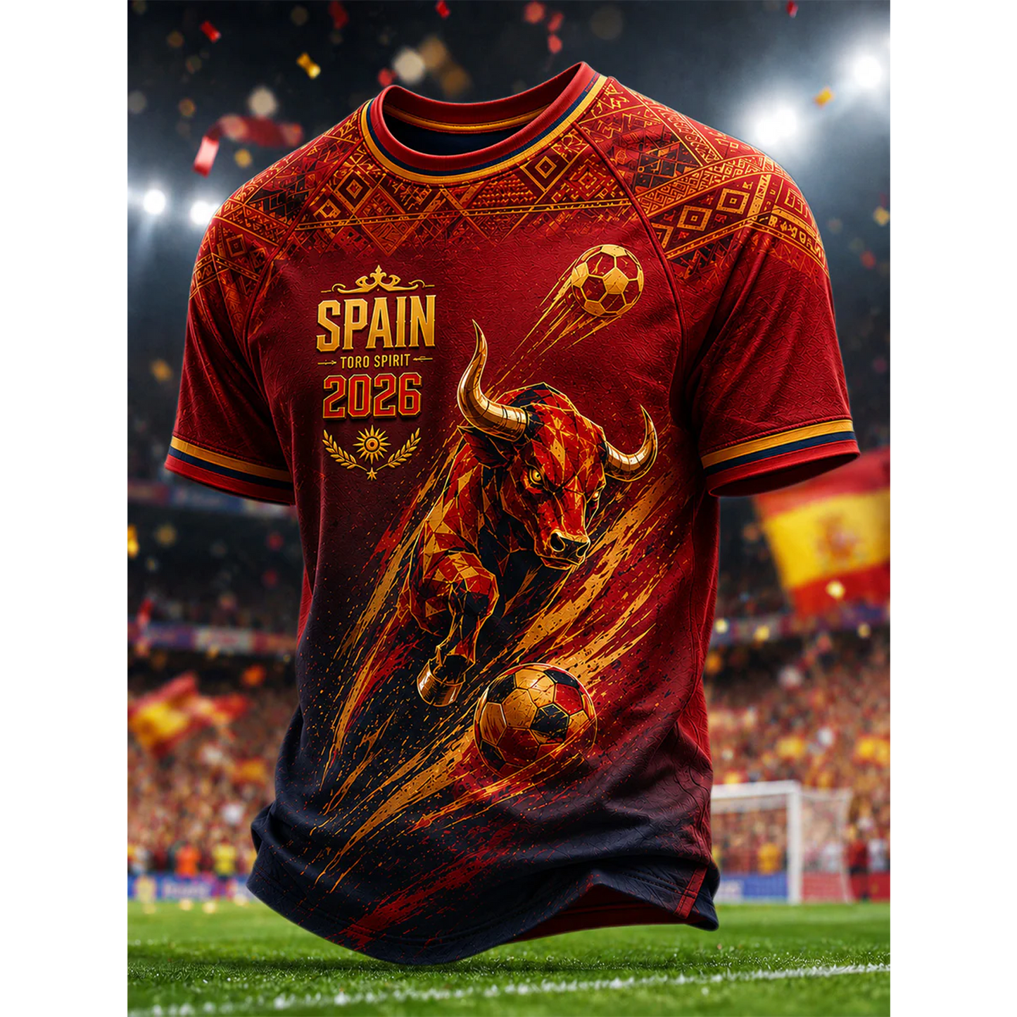 Men's Spanish Football Print Casual Shirt V21 DATND TANTD 050626