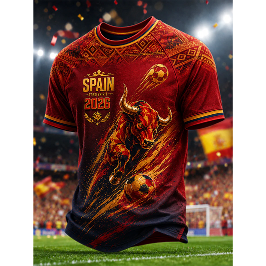 Men's Spanish Football Print Casual Shirt V21 DATND TANTD 050626