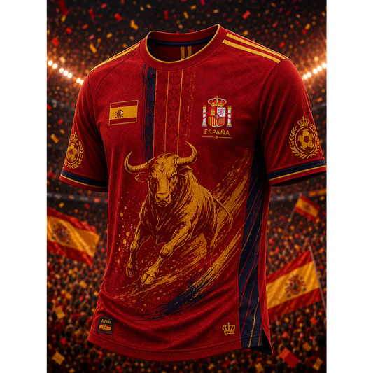 Men's Spanish Football Print Casual Shirt V27 DATND TANTD 050626